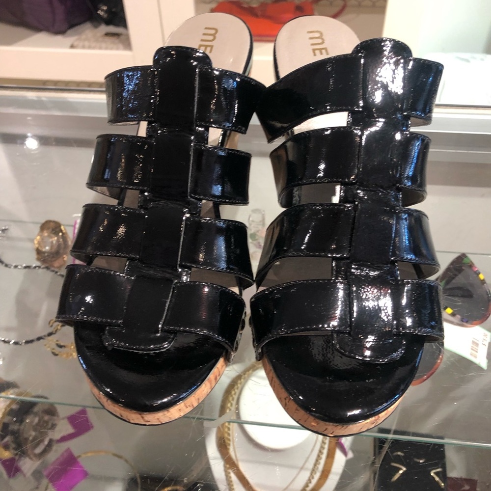 🔥 ME TOO cork wedges platform. PPatent leather excellent condition!